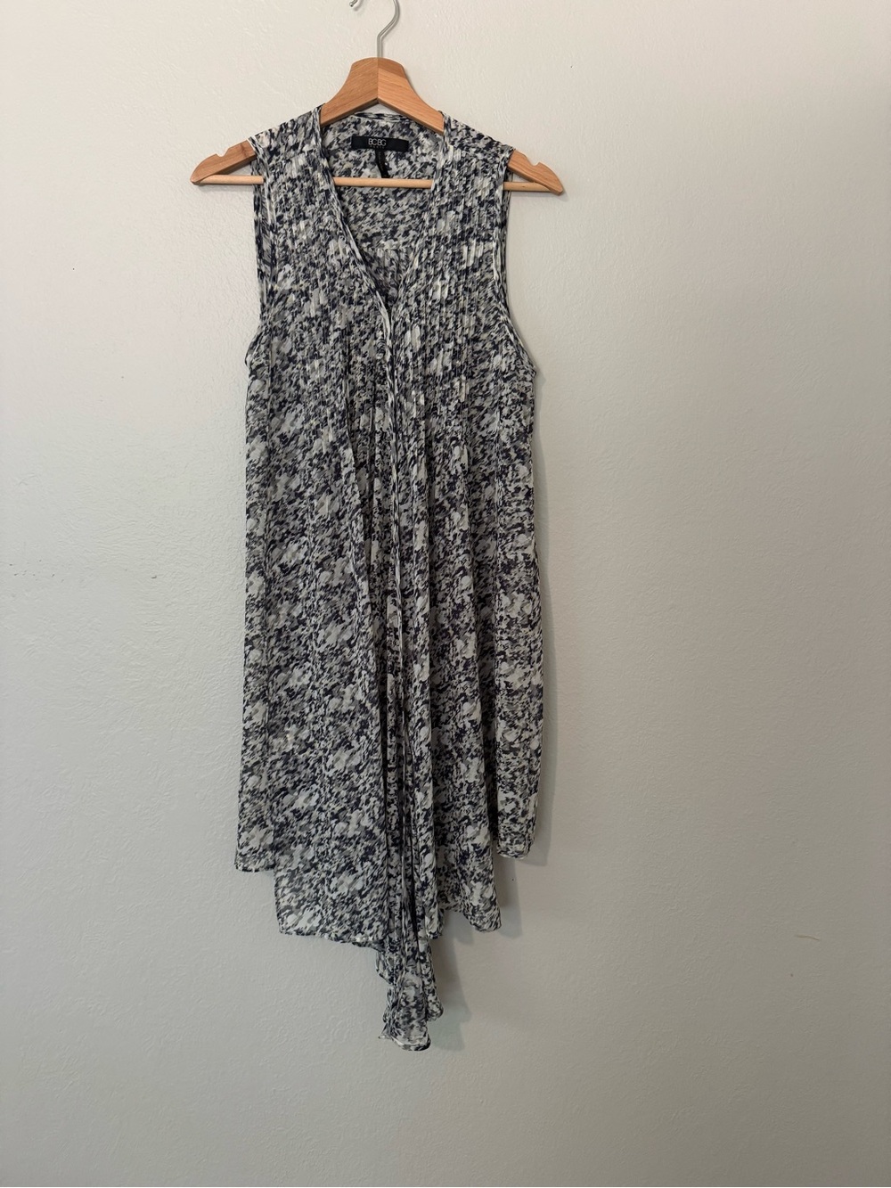 BCBG Smokey Purple and White Asymmetrical Sleeveless Top